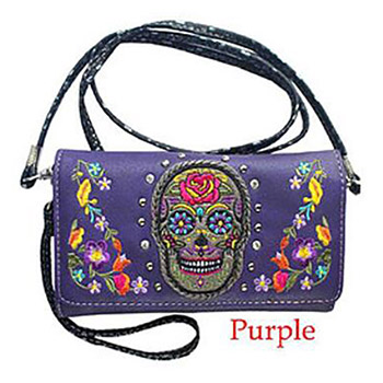 Wholesale Sugar Skull Wallet Purse Purple