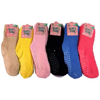 Wholesale Solid Color Ladies' Fuzzy Socks with Anti Skid Assorted