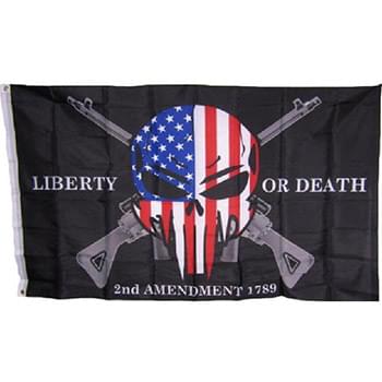 Wholesale Liberty or Death 2nd amendment USA SKULL with guns Flag