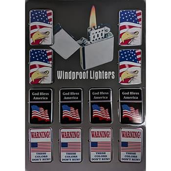 Wholesale Windproof Lighter Assorted American Flag Design
