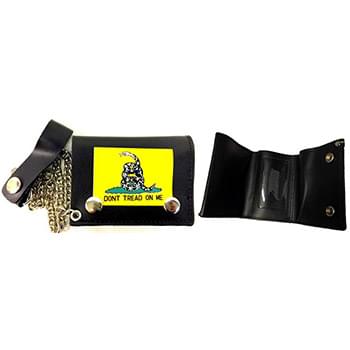 Wholesale Trifold Leather Wallet Don't Tread on Me Yellow Snake