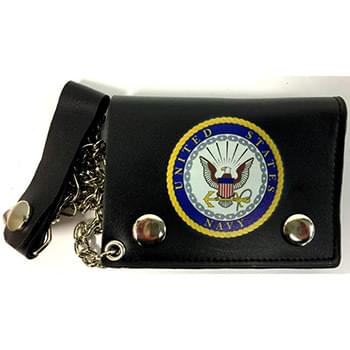 Official Licensed Navy Circle Seal Tri Fold Leather Wallet