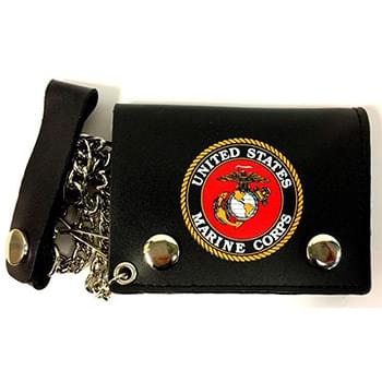 Official Licensed US Marine Trifold leather chain wallet