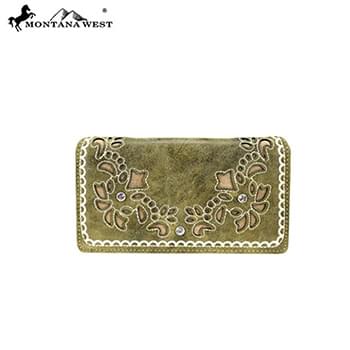 Montana West Embroidered Collection Secretary Style Wallet