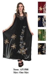 Wholesale Long Embroidered Rayon Hand Painted Floral Dresses