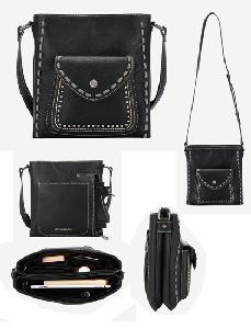 Montana West Whipstitch Collection Concealed Carry Crossbody Purse Black