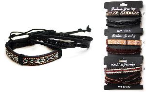 2pcs set Faux Leather Bracelet Aztec Design assorted