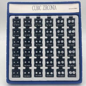 Wholesale CZ Cubic Zirconia Box Round Studs Silver