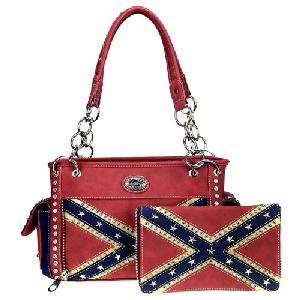 Montana West Confederate Concealed Carry Handbag with Removal Clutch Red