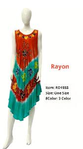 Wholesale Rayon Tie Dye Embroiled Umbrella Dress