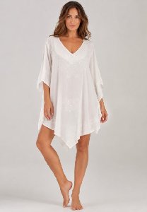 White Rayon Poncho Tops