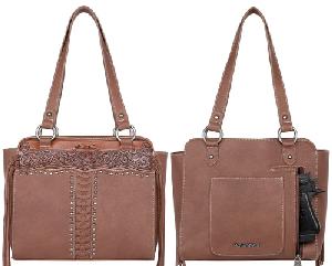 Montana West Tooled Collection Concealed Carry Tote Brown
