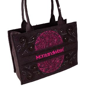 Montana West Embossed Floral Tote - Pink On Coffee