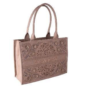 Montana West Embossed Floral Tote - Khaki