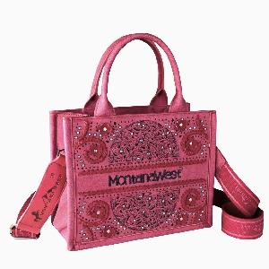 Montana West Embossed Floral Tote/Crossbody - Pink