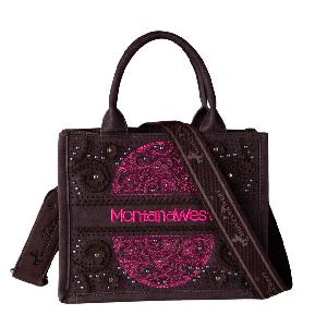 Montana West Embossed Floral Tote/Crossbody - Pink On Coffee