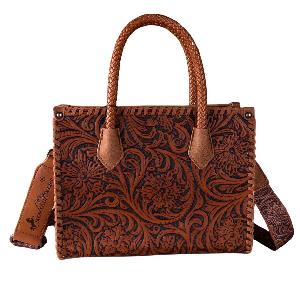 Montana West Embossed Floral Tote/Crossbody - Brown