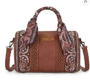 Wrangler Braided Paisley Bandana Boston Bag - Brown