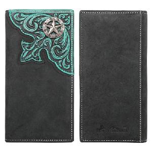 Montana West Genuine Tooled Leather Long Wallet With Star Design