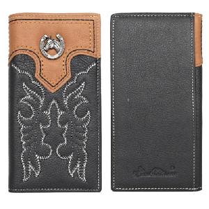 Montana West Genuine Leather Embroidered Long Wallet Horse