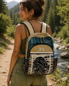 Nepal Handmade Himalayan Hemp Backpacks - Mushroom Tree Of Life