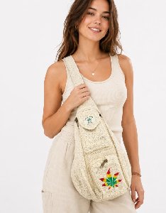 Himalayan Hemp Handmade Nepal Crossbody Bags - Marijuana Leaf