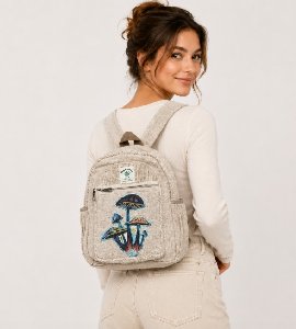 Himalayan Hemp Nepal Handmade Mini Backpacks - Mushroom Family