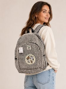 Himalayan Hemp Nepal Handmade Backpacks - Peace Sign With Flowers