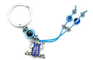 Blue Evil Eye Keychain Frog