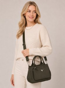 Wholesale Fashion Tessuto Tote with Detachable strap - Gray