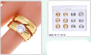 Wholesale Diamon Golden and Silver Double Ring