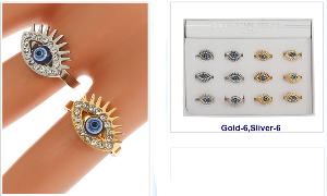 Wholesale Evil Eye Diamond Goden Silver Ring