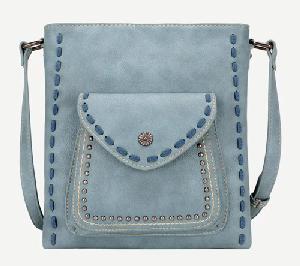 Montana West Whipstitch Collection Concealed Carry Crossbody Purse Turquoise