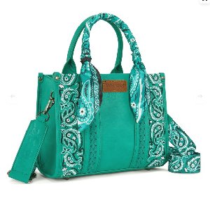 Wrangler Braided Paisley Bandana Tote Bag - Turquoise