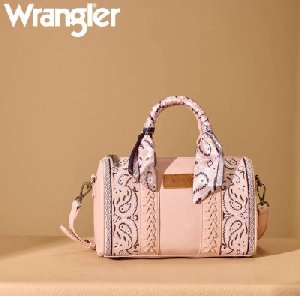 Wrangler Braided Paisley Bandana Boston Bag - Pink