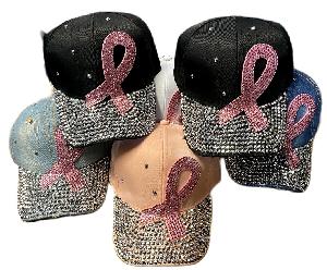 Rhinestone Blingbling Baseball Hat/Cap Breast Cancer Awareness