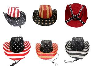 Assorted Style USA/ Rebel Flag Cowboy Hat