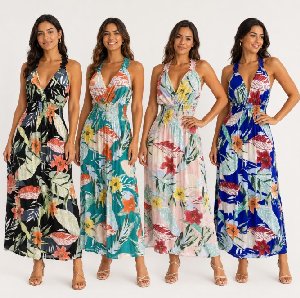Tropical Floral Maxi Sundresses - Assorted