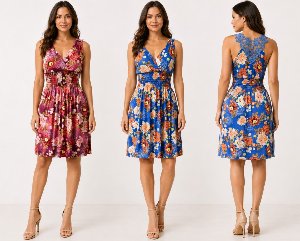 Floral Lace-Back Smocked Waist Summer Dress