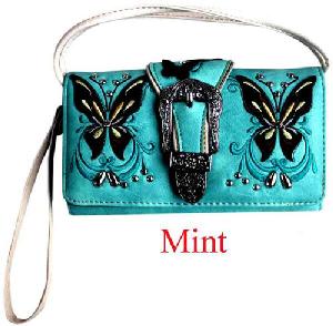 Wholesale Rhinestone Buckle Butterfly Design Wallet Purse Mint