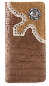  Croc Print Men's Bifold Long PU Leather Wallet