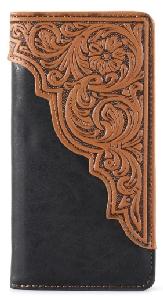 Embossed Floral Men's Bifold Long PU Leather Wallet