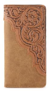 Embossed Floral Men's Bifold Long PU Leather Wallet