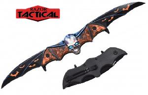 Wholesale Skull Bat Double Blade Knife orange