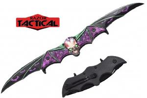 Wholesale Skull Bat Double Blade Knife Purple