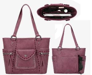 Montana West Whipstitch Collection Concealed Carry Tote Purple