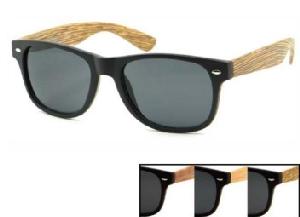 Wooden Pattern Black Frame Sunglasses