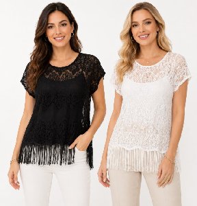 Crochet Lace Top Fringe Coverup Tops - Assorted